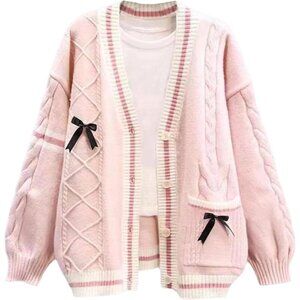 Women's Cute Sweater Cardigan Polyester V-Neck Long Sleeve Knitted Outerwear